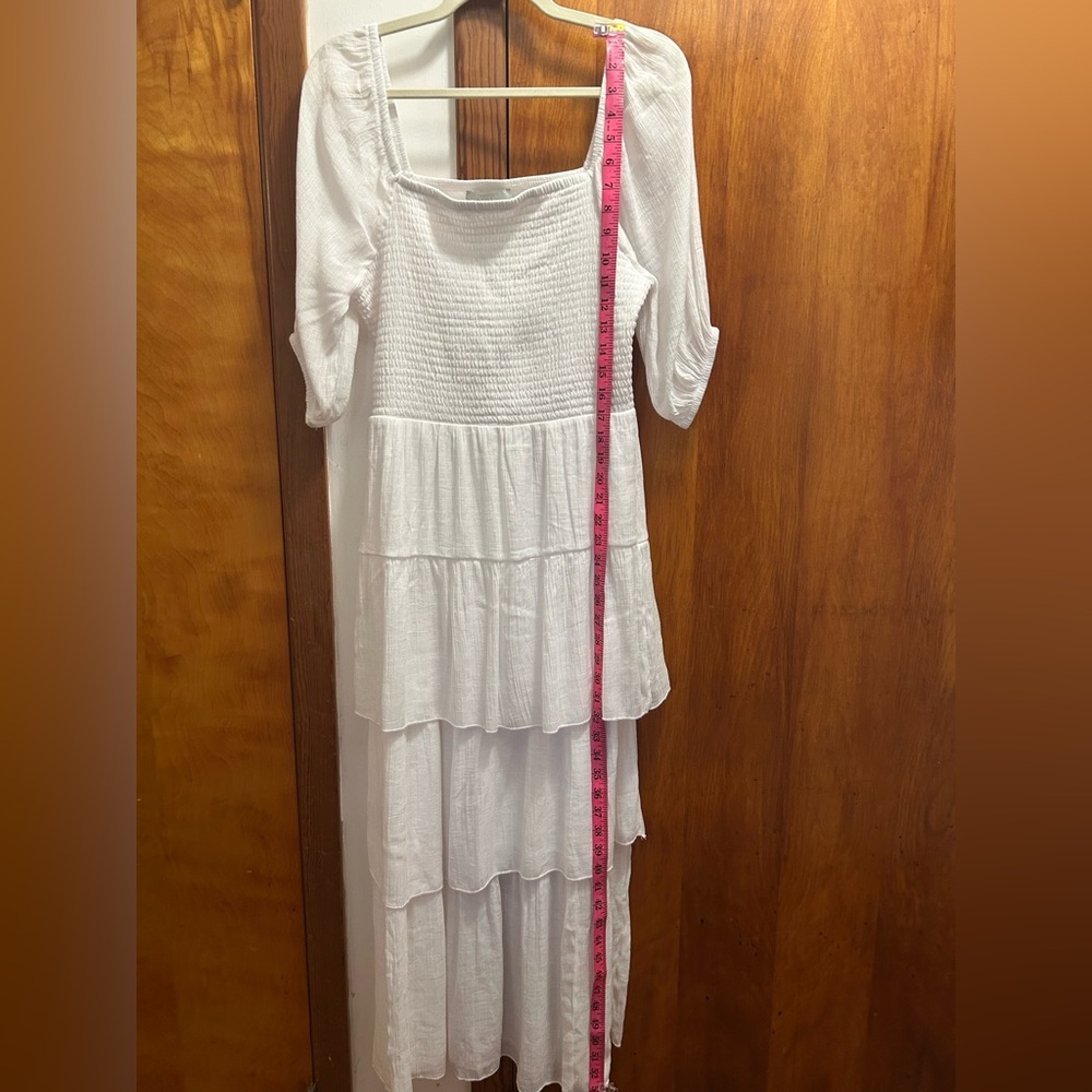 Elegant White Smocked Maxi Dress - Picture 4 of 10